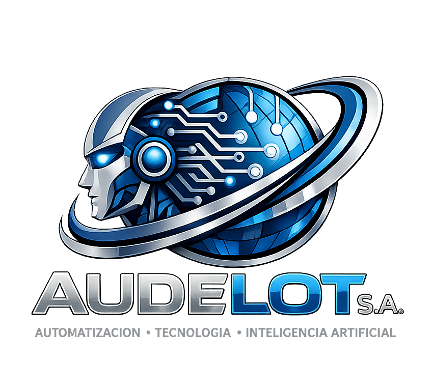 Logotipo AUDELOT con emblema tecnológico